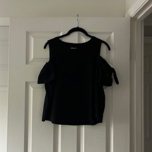 Madewell Cold Shoulder Black Short Sleeve Top